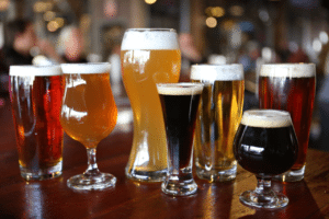 the beautiful rainbow of beer colors steamworks brewing flights